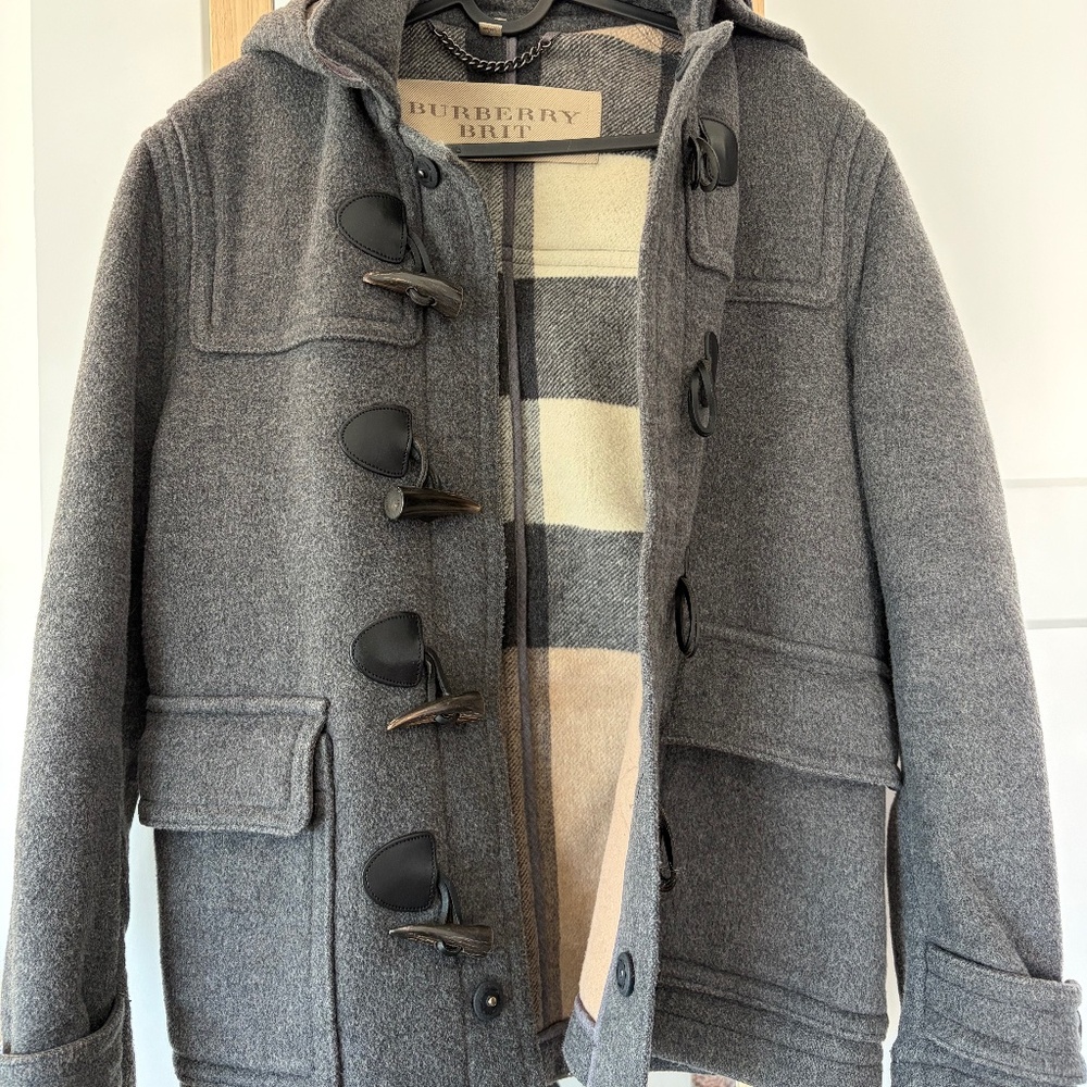 Burberry Brit Burwood Men’s Wool Duffle Coat – Gray | Size S